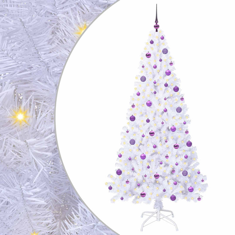 Vidaxx sapin de Noël artificiel avec 300 LED blanc 210 cm PVC et acier
