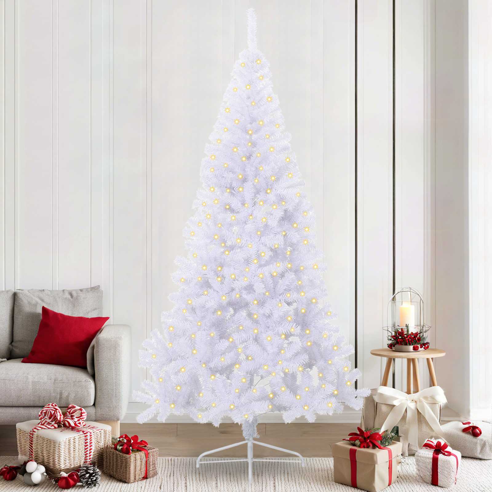 Vidaxx sapin de Noël artificiel avec 300 LED blanc 240 cm PVC et acier