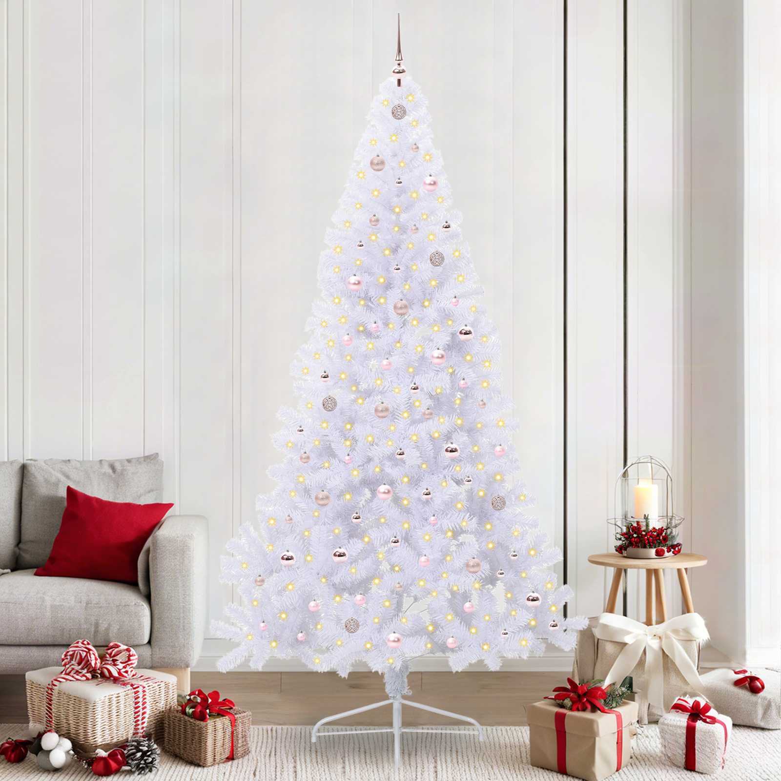 Vidaxx sapin de Noël artificiel avec 300 LED blanc 240 cm PVC et acier
