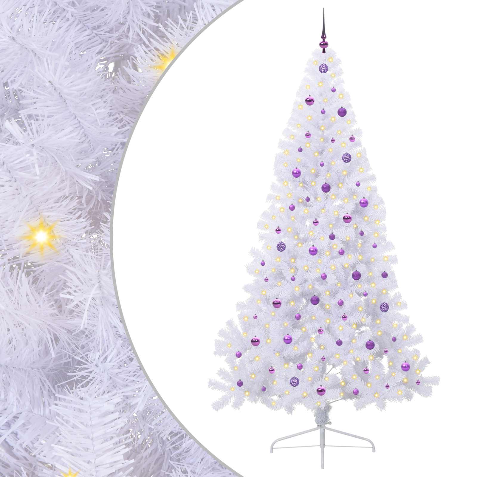 Vidaxx sapin de Noël artificiel avec 300 LED blanc 240 cm PVC et acier