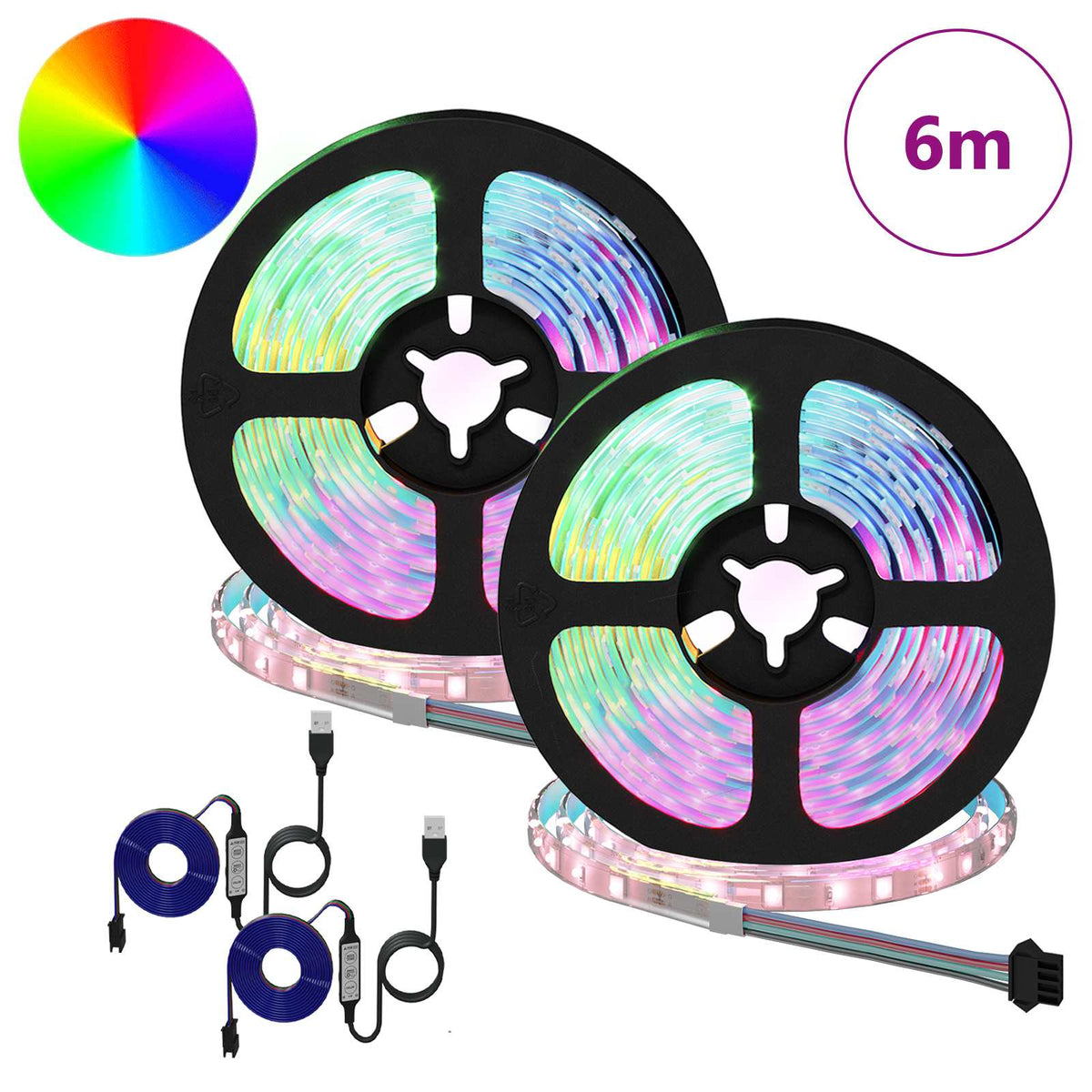 Vidaxxl bande LED 2 pcs noir et transparent 3000 mm cuivre et plastique