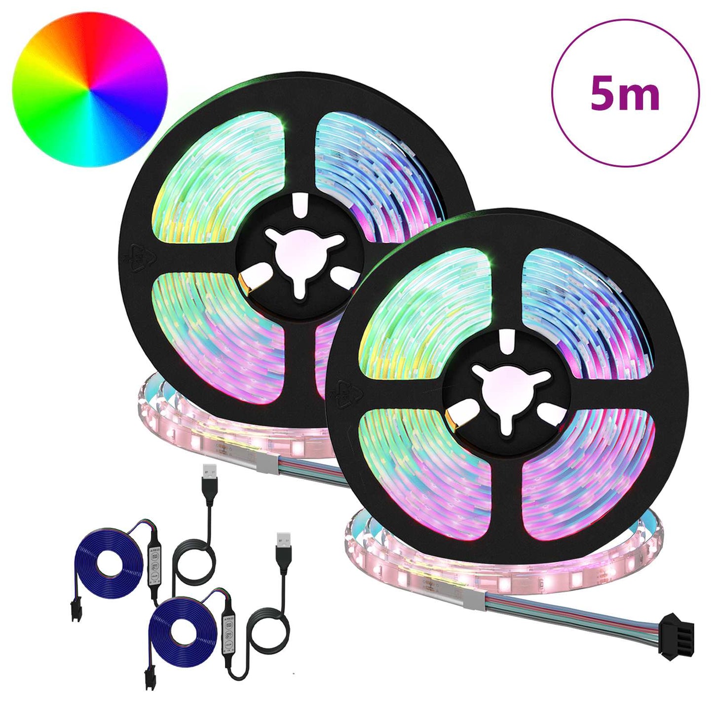 Vidaxxl bande LED 2 pcs noir et transparent 2500 mm cuivre et plastique