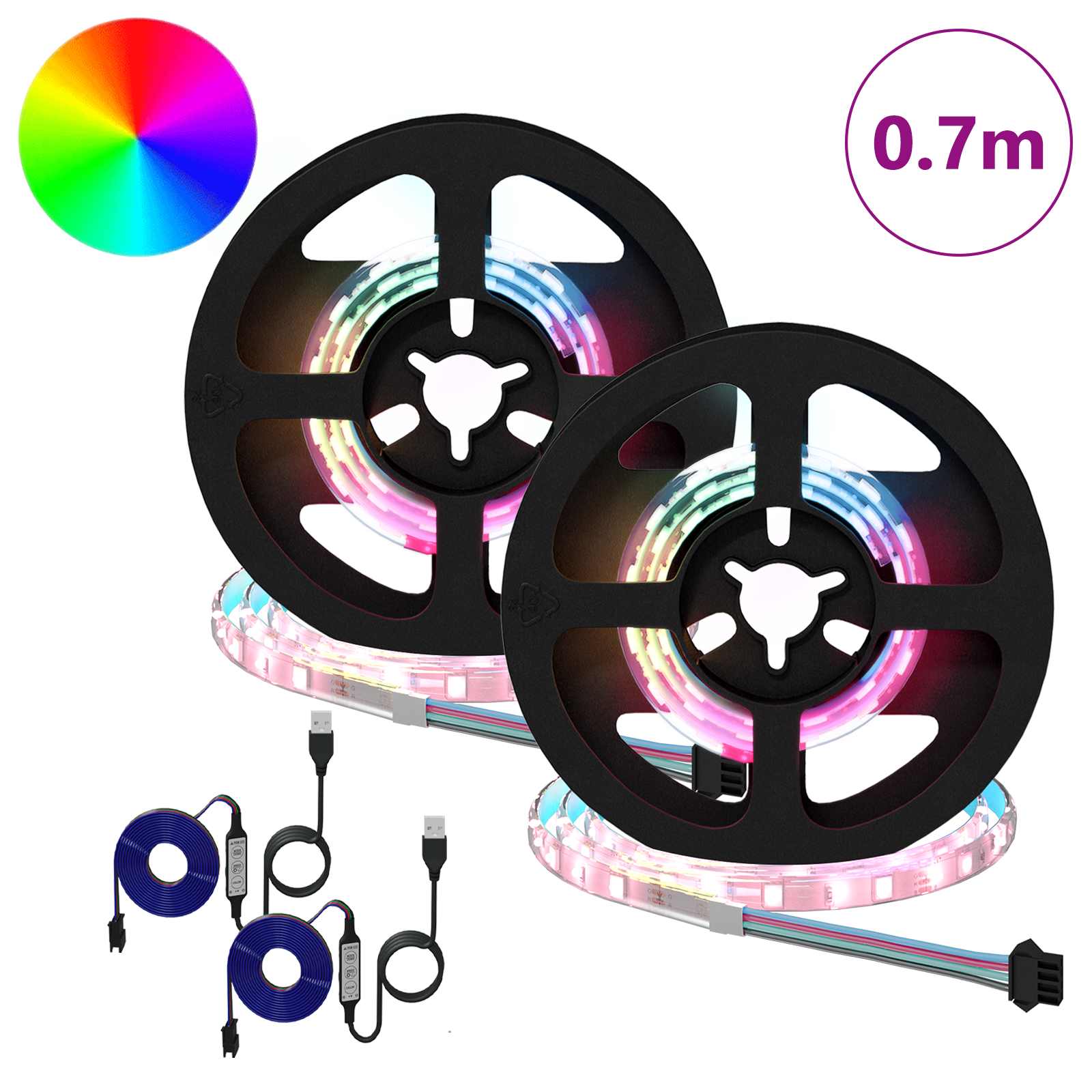Vidaxxl bande LED 2 pcs noir et transparent 350 mm cuivre et plastique