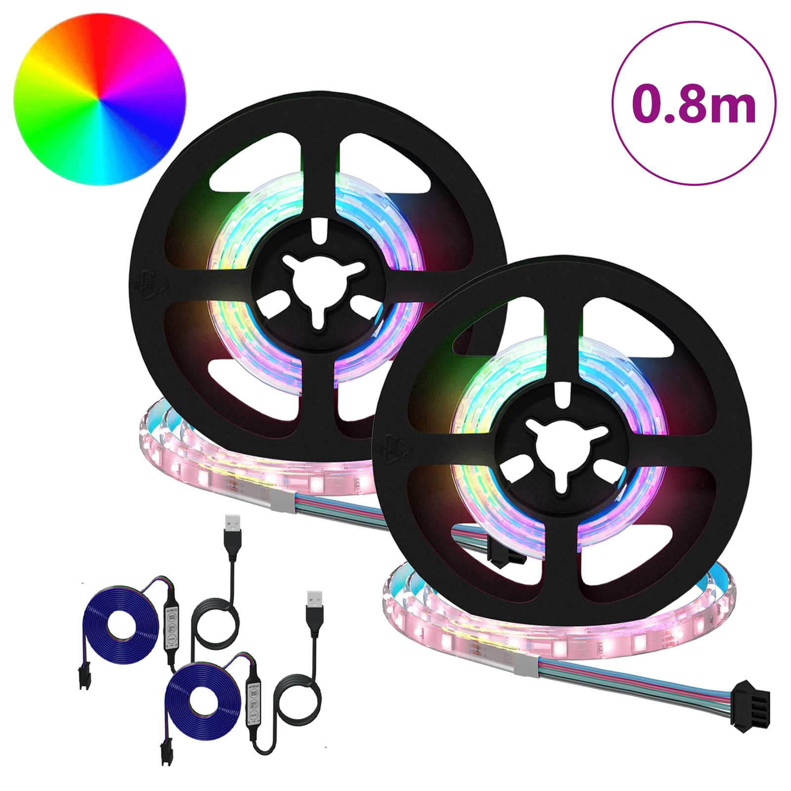 Vidaxxl bande LED 2 pcs noir et transparent 400 mm cuivre et plastique