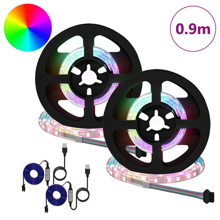 Vidaxxl bande LED 2 pcs noir et transparent 450 mm cuivre et plastique
