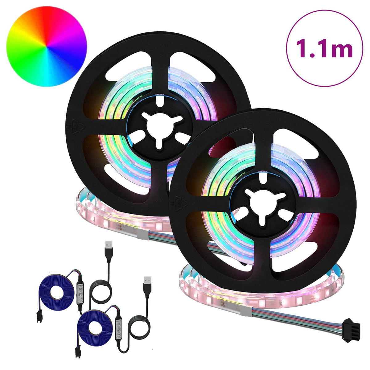 Vidaxxl bande LED 2 pcs noir et transparent 550 mm cuivre et plastique