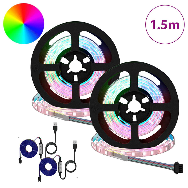 Vidaxxl bande LED 2 pcs noir et transparent 750 mm cuivre et plastique
