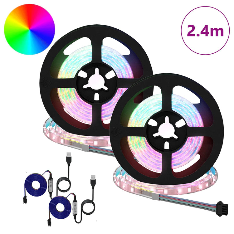Vidaxxl bande LED 2 pcs noir et transparent 1200 mm cuivre et plastique