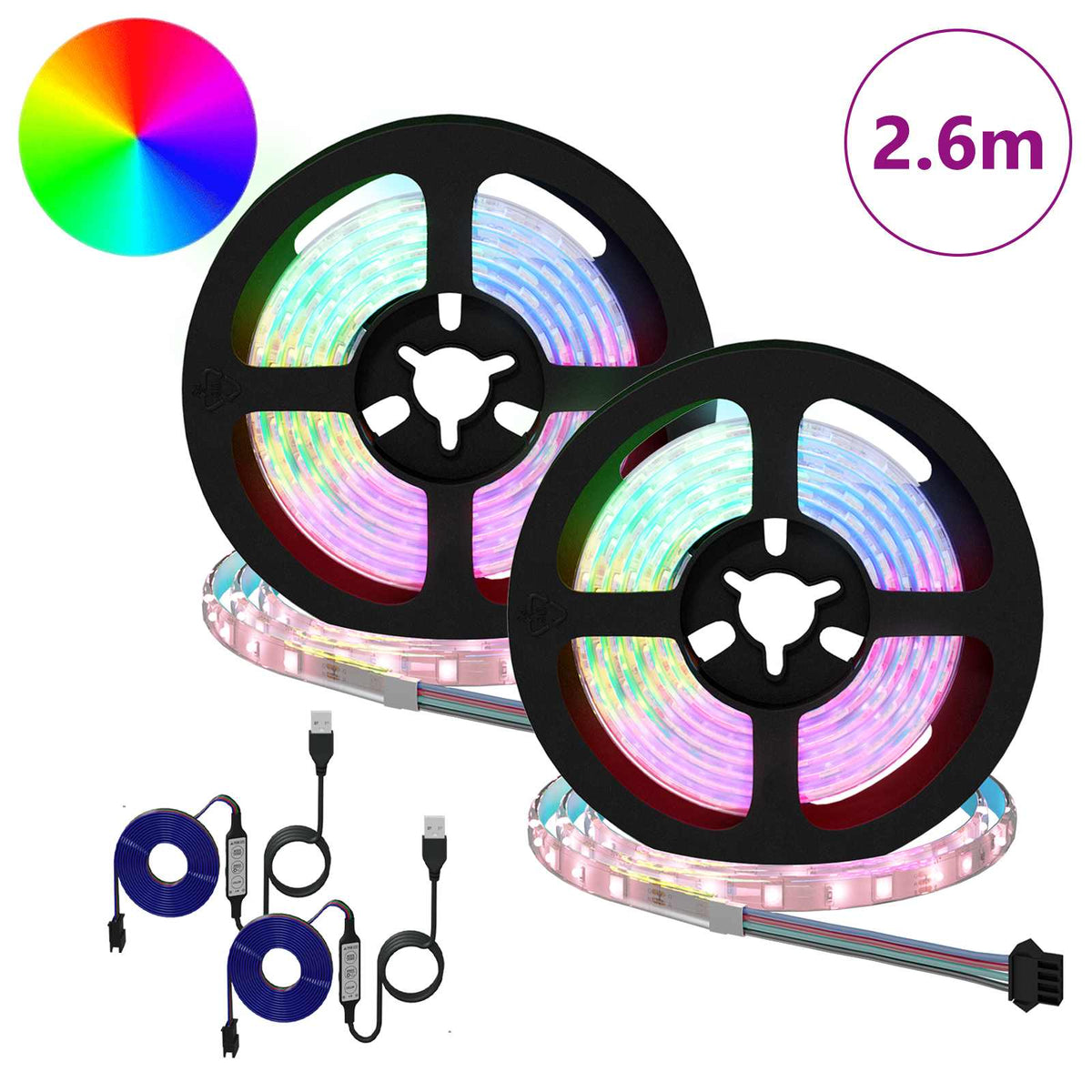 Vidaxxl bande LED 2 pcs noir et transparent 1300 mm cuivre et plastique