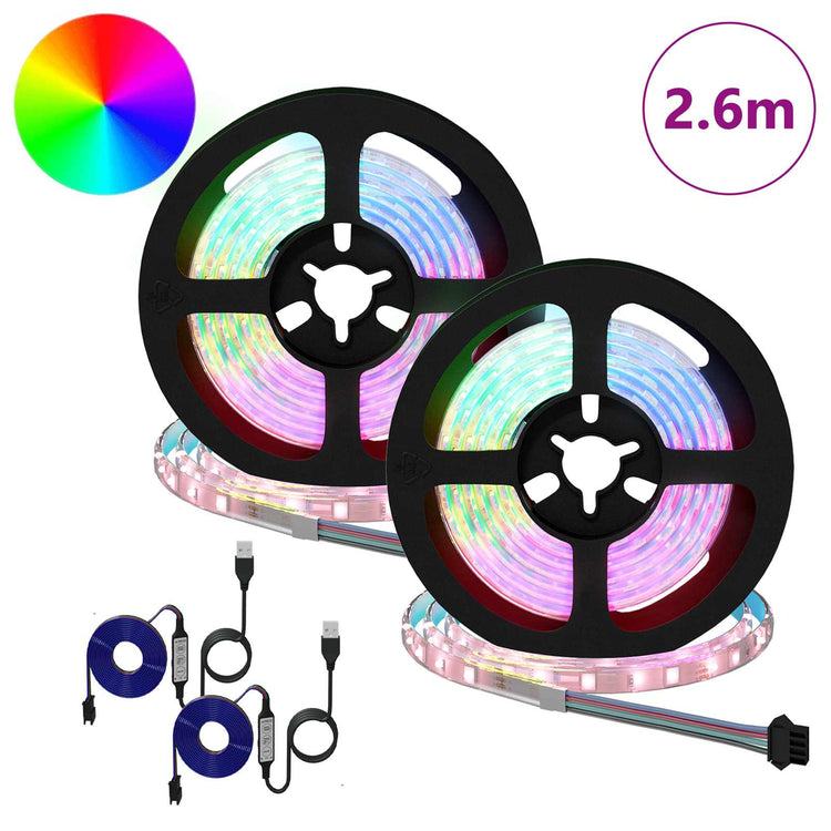 Vidaxxl bande LED 2 pcs noir et transparent 1300 mm cuivre et plastique