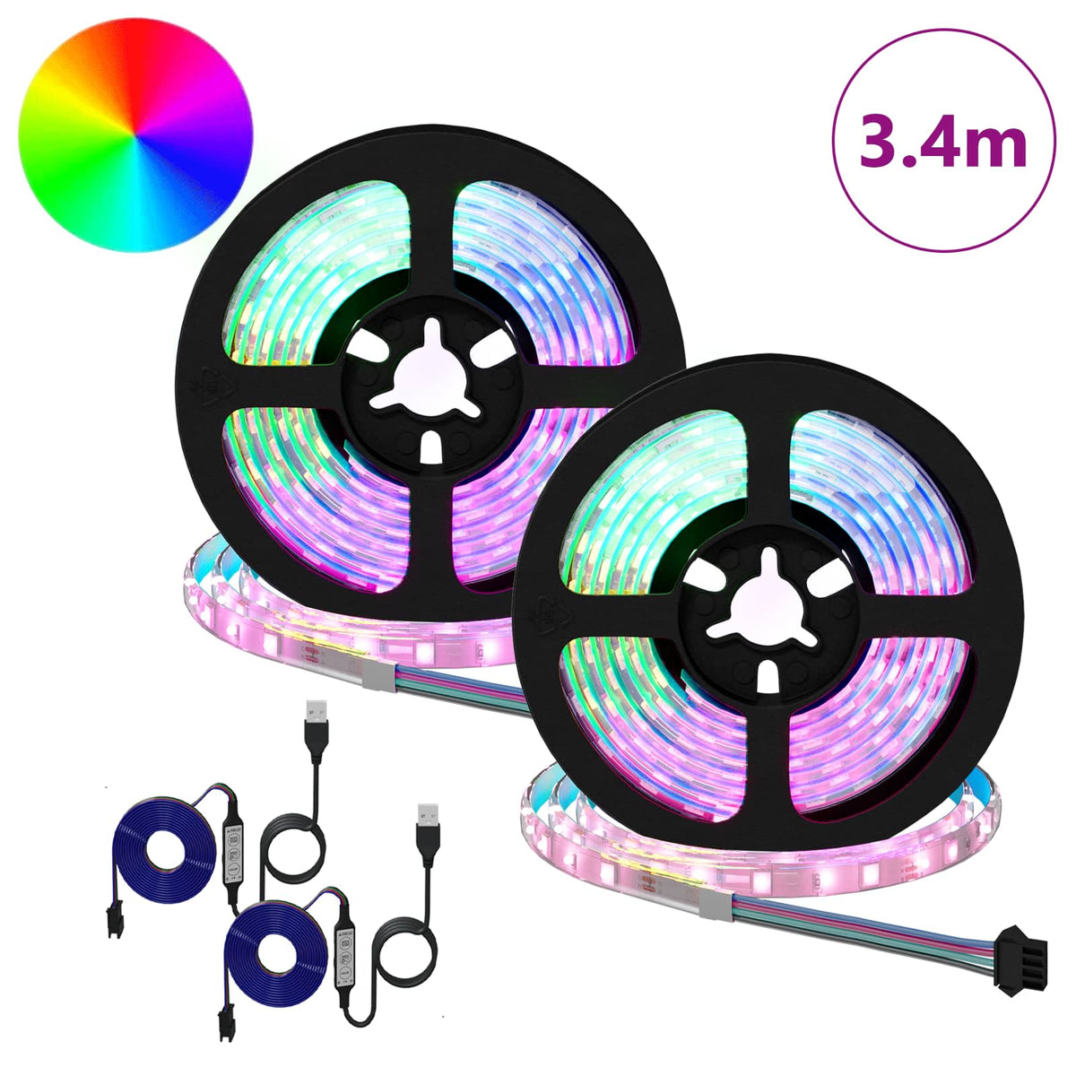 Vidaxxl bande LED 2 pcs noir et transparent 1700 mm cuivre et plastique