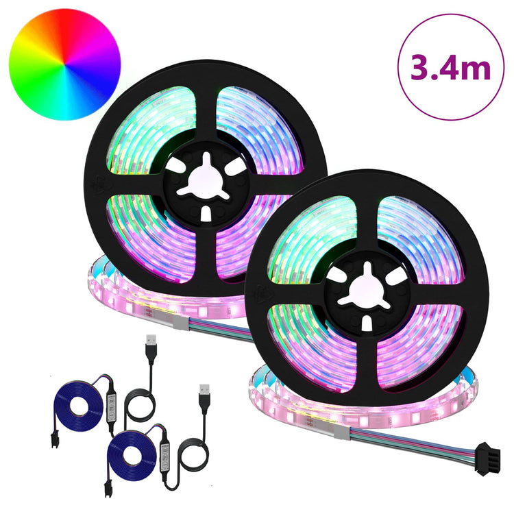 Vidaxxl bande LED 2 pcs noir et transparent 1700 mm cuivre et plastique