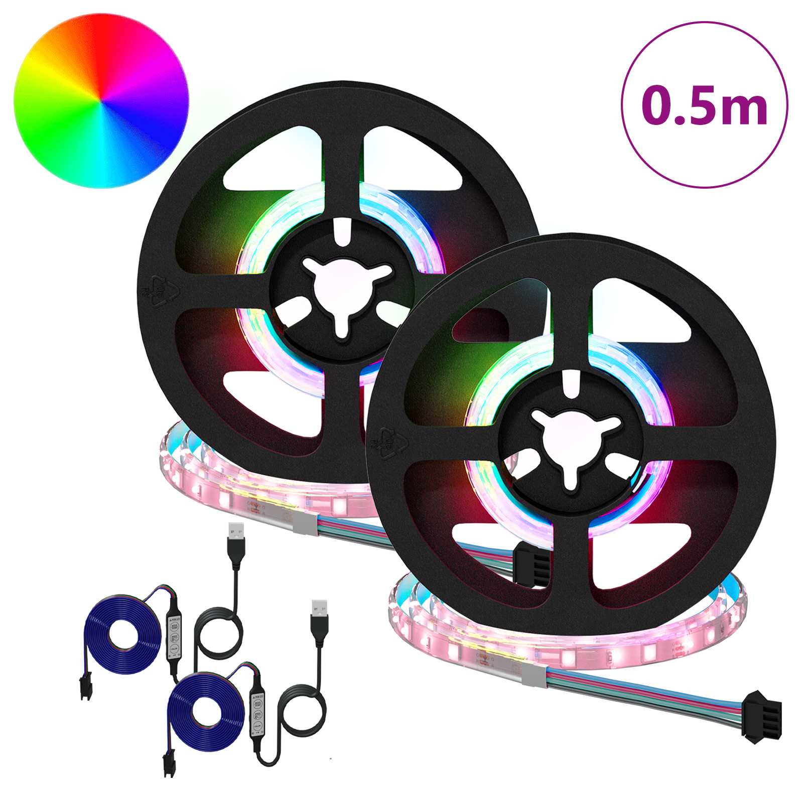 Vidaxxl bande LED 2 pcs noir et transparent 250 mm cuivre et plastique