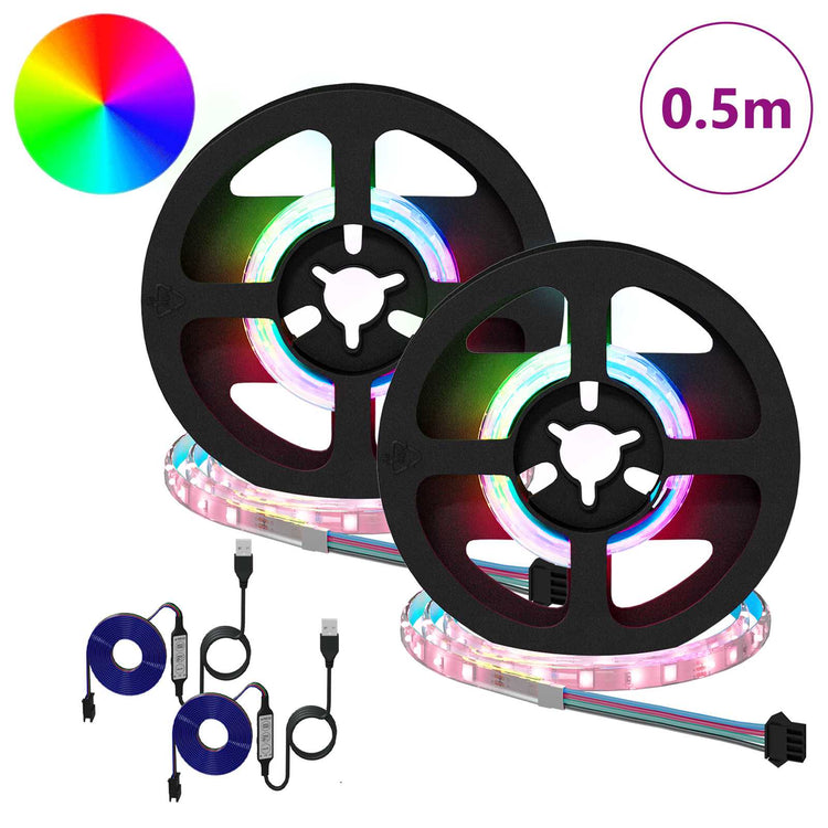 Vidaxxl bande LED 2 pcs noir et transparent 250 mm cuivre et plastique