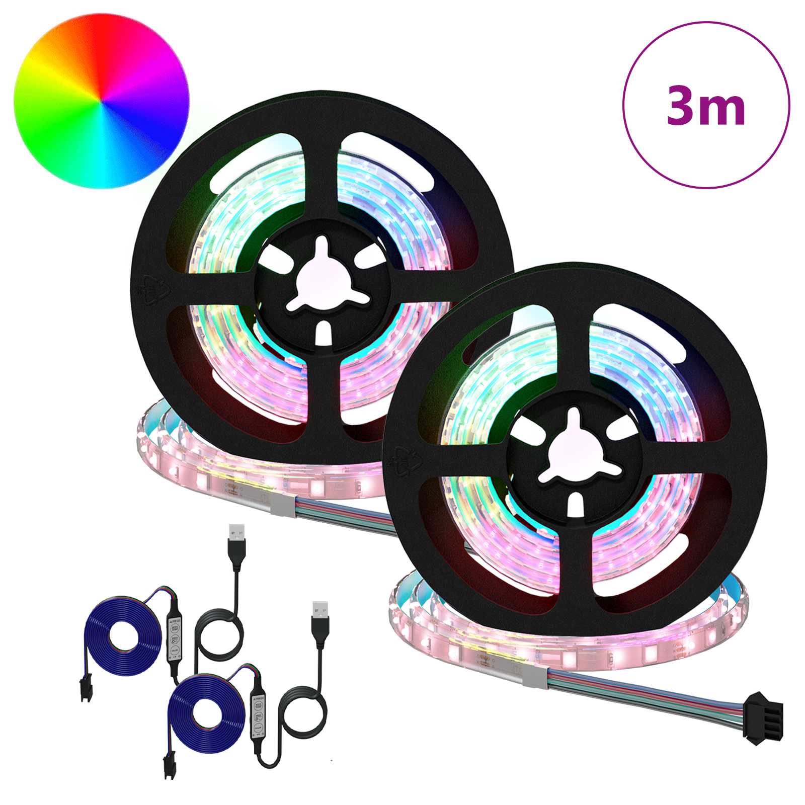 Vidaxxl bande LED 2 pcs noir et transparent 750 mm cuivre et plastique