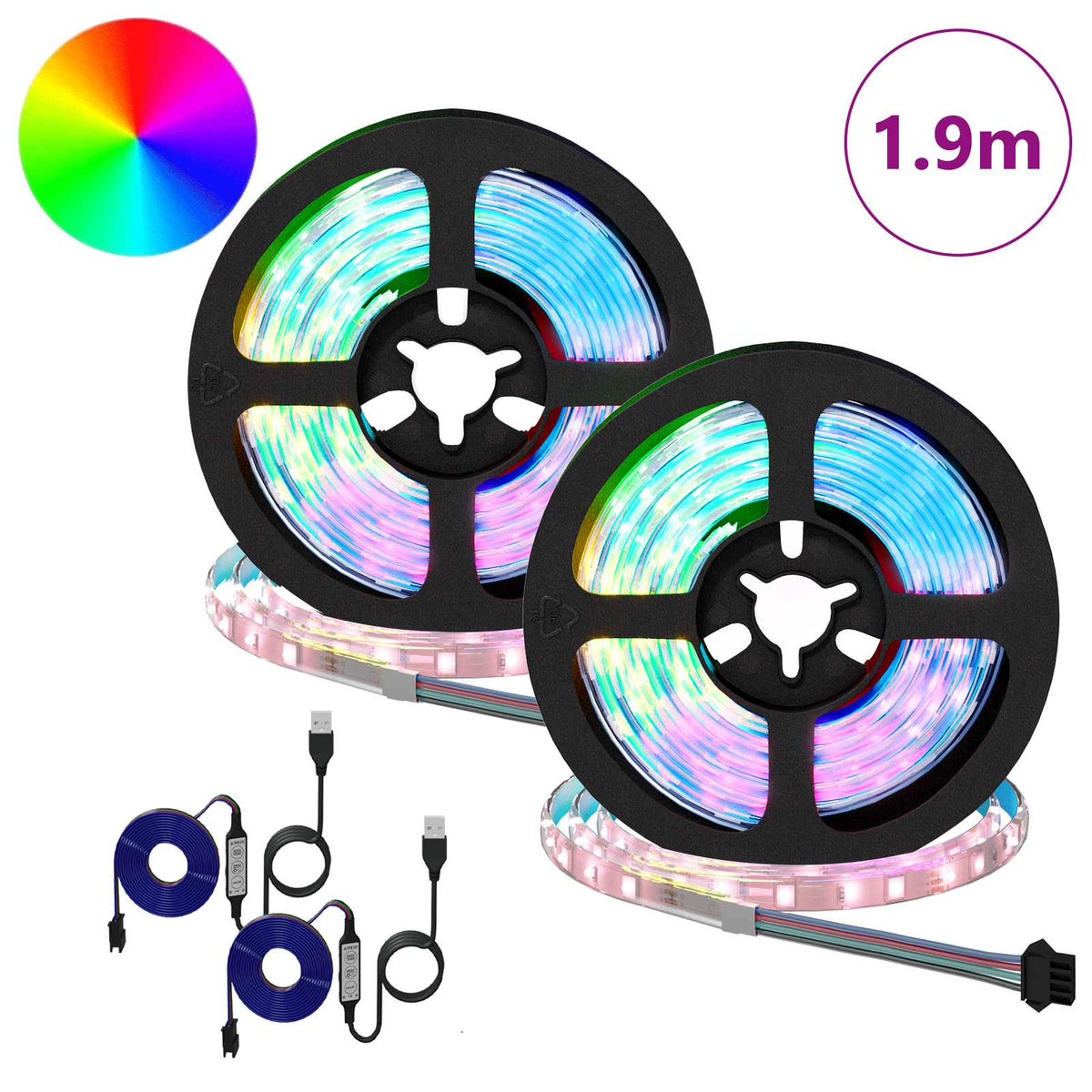 Vidaxxl bande LED 2 pcs noir et transparent 950 mm cuivre et plastique