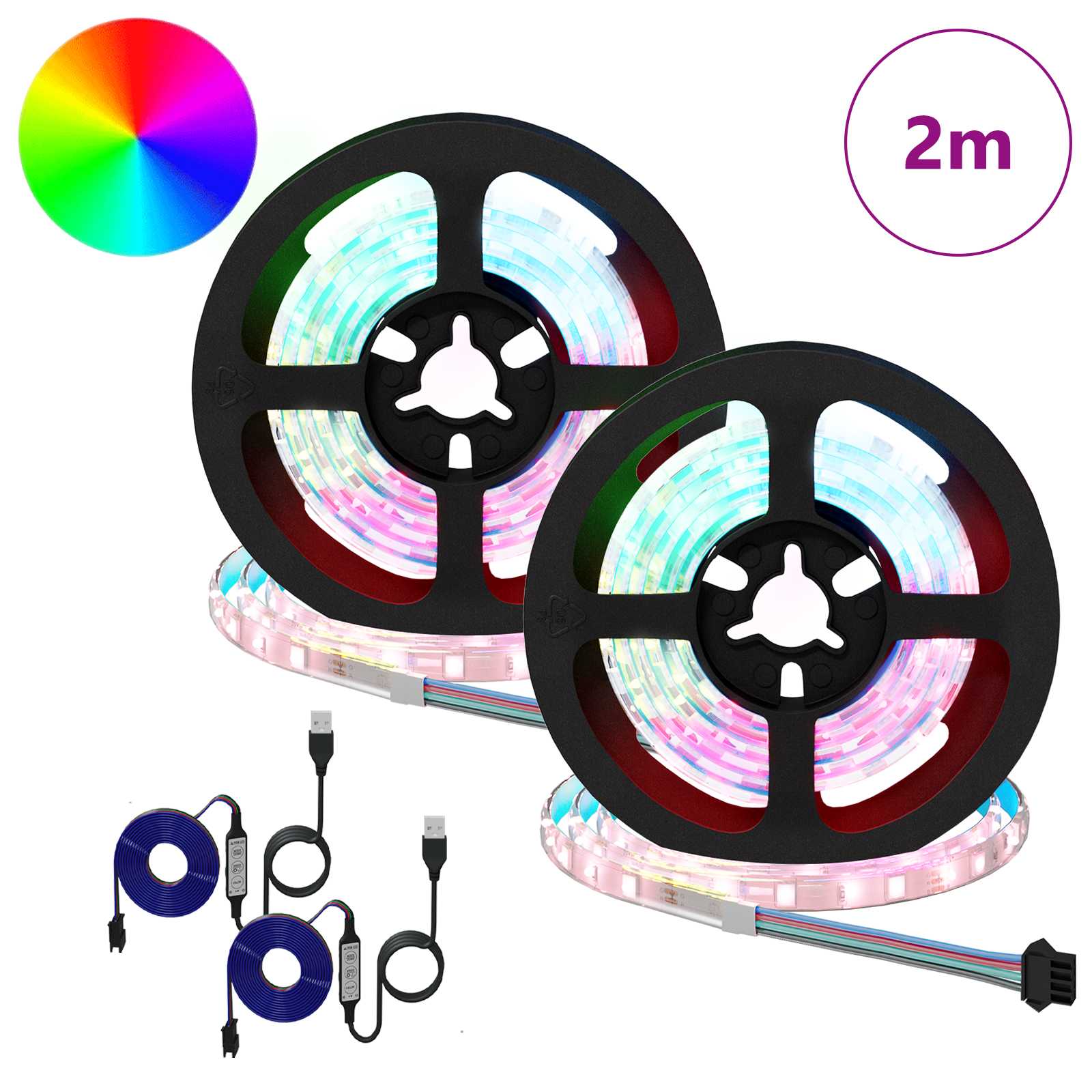 Vidaxxl bande LED 2 pcs noir et transparent 1000 mm cuivre et plastique