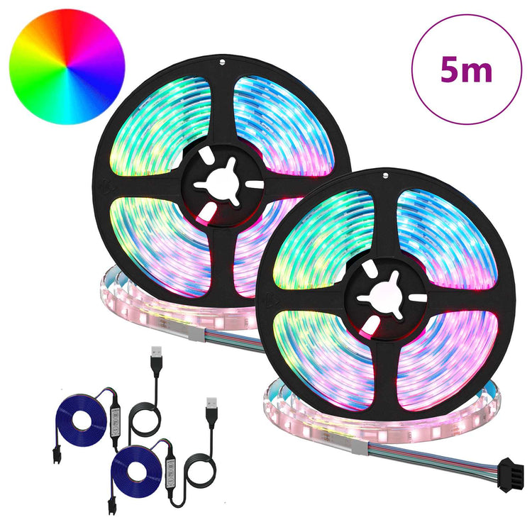 Vidaxxl bande LED 2 pcs noir et transparent 2500 mm cuivre et plastique