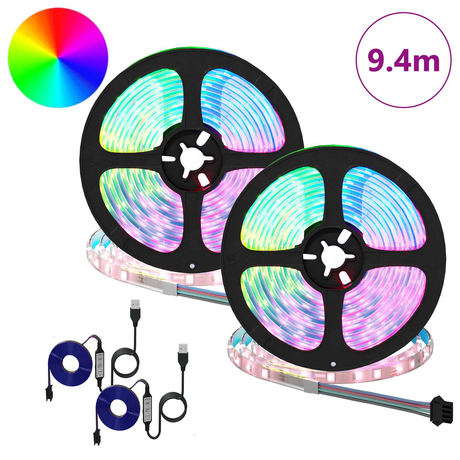 Vidaxxl bande LED 2 pcs noir et transparent 4700 mm cuivre et plastique