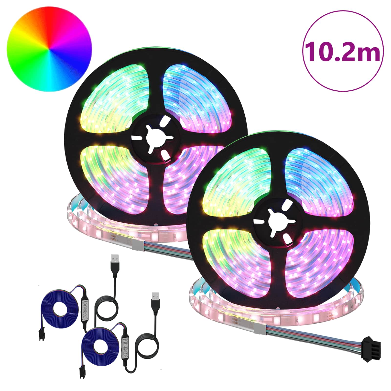 Vidaxxl bande LED 2 pcs noir et transparent 5100 mm cuivre et plastique