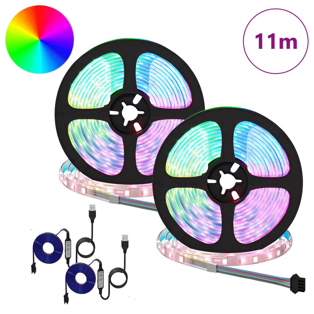 Vidaxxl bande LED 2 pcs noir et transparent 5500 mm cuivre et plastique