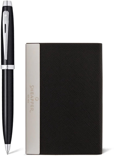 Coffret cadeau stylo à bille Sheaffer-100 g9338-laque noire brillante chromée-avec porte-carte de visite-sf-g2933851-3