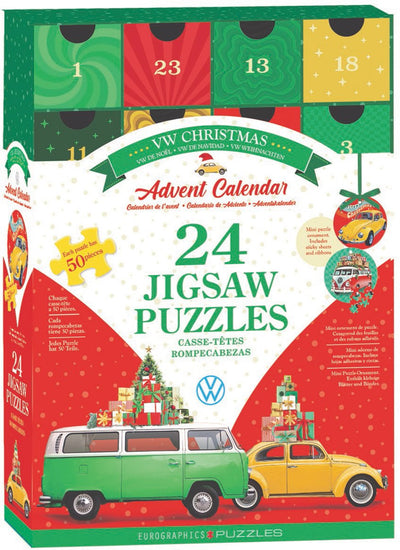 Eurographics volkswagen - calendrier de l'avent de Noël vw - 24x50 pièces 12,7×12,7cm (l×h) - puzzle
