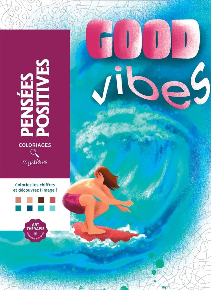 Hachette héros coloriages mystères - pensées positives - bonnes vibrations - livre de coloriage couleur par numéro pour adultes - hachette