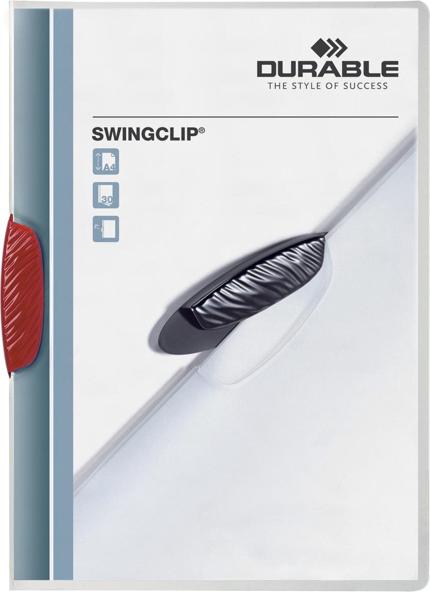 Clip pivotant pour dossier à clip Durable, a4, pp, avec clip, rouge