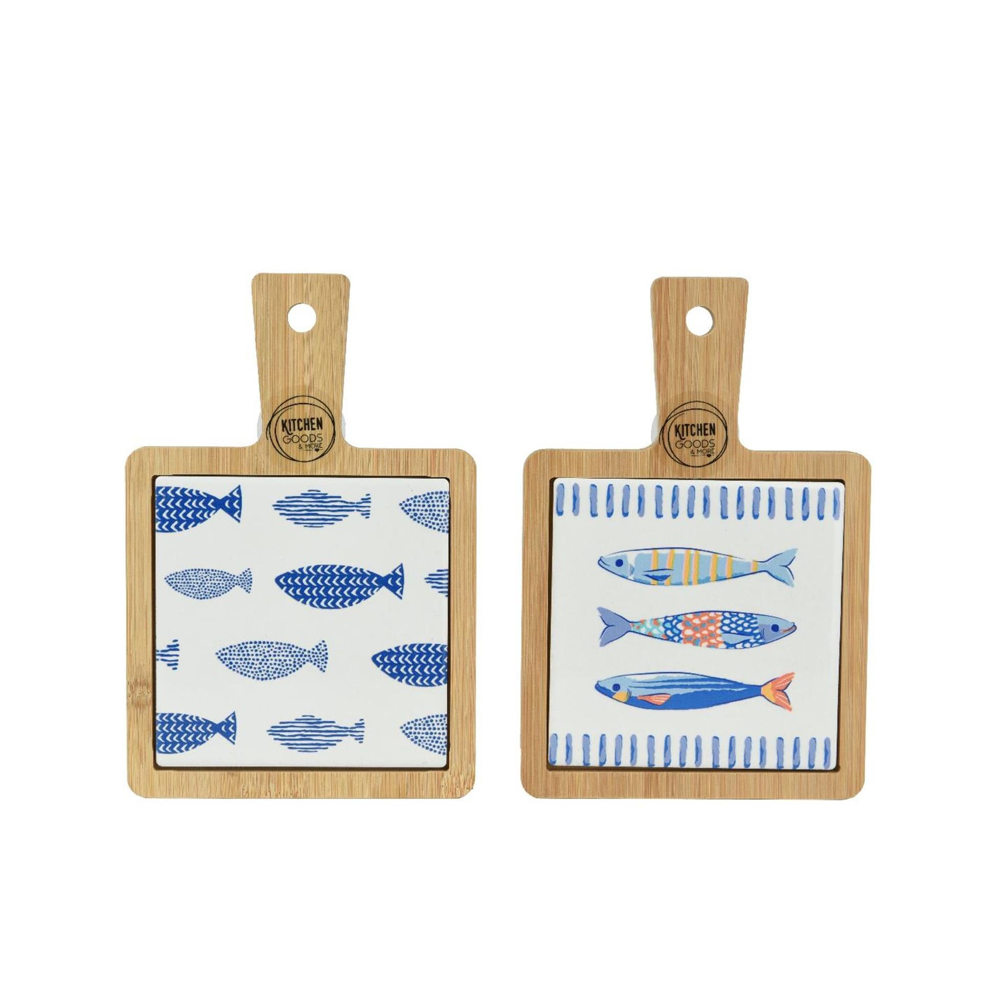Planche à découper Decoris avec poisson en porcelaine 18x12x1cm