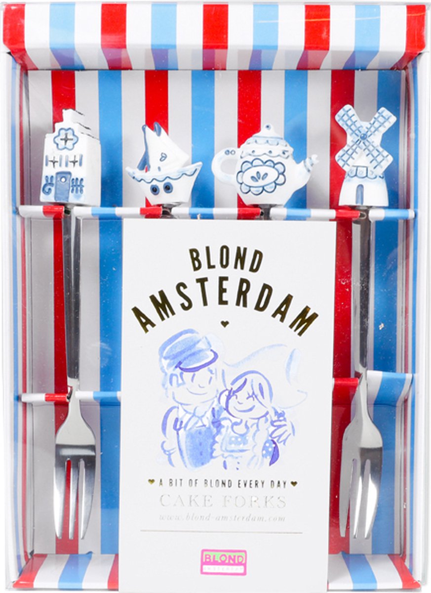 Blond Amsterdam, blond de Delft : set de fourchettes à gâteau, 4 pièces