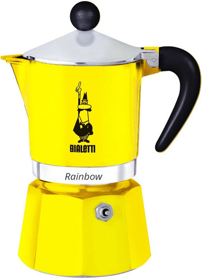 Percolateur Bialetti jaune arc-en-ciel 200 ml – 3 tasses – machine à expresso pour un café italien authentique