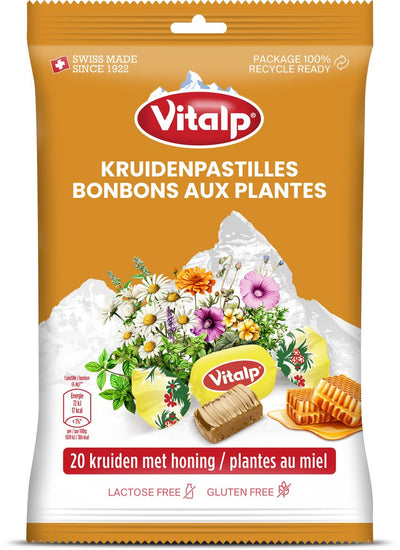 Vitalp - pastilles pour la gorge - originales avec 20 herbes et miel - 16 sachets - 75 grammes