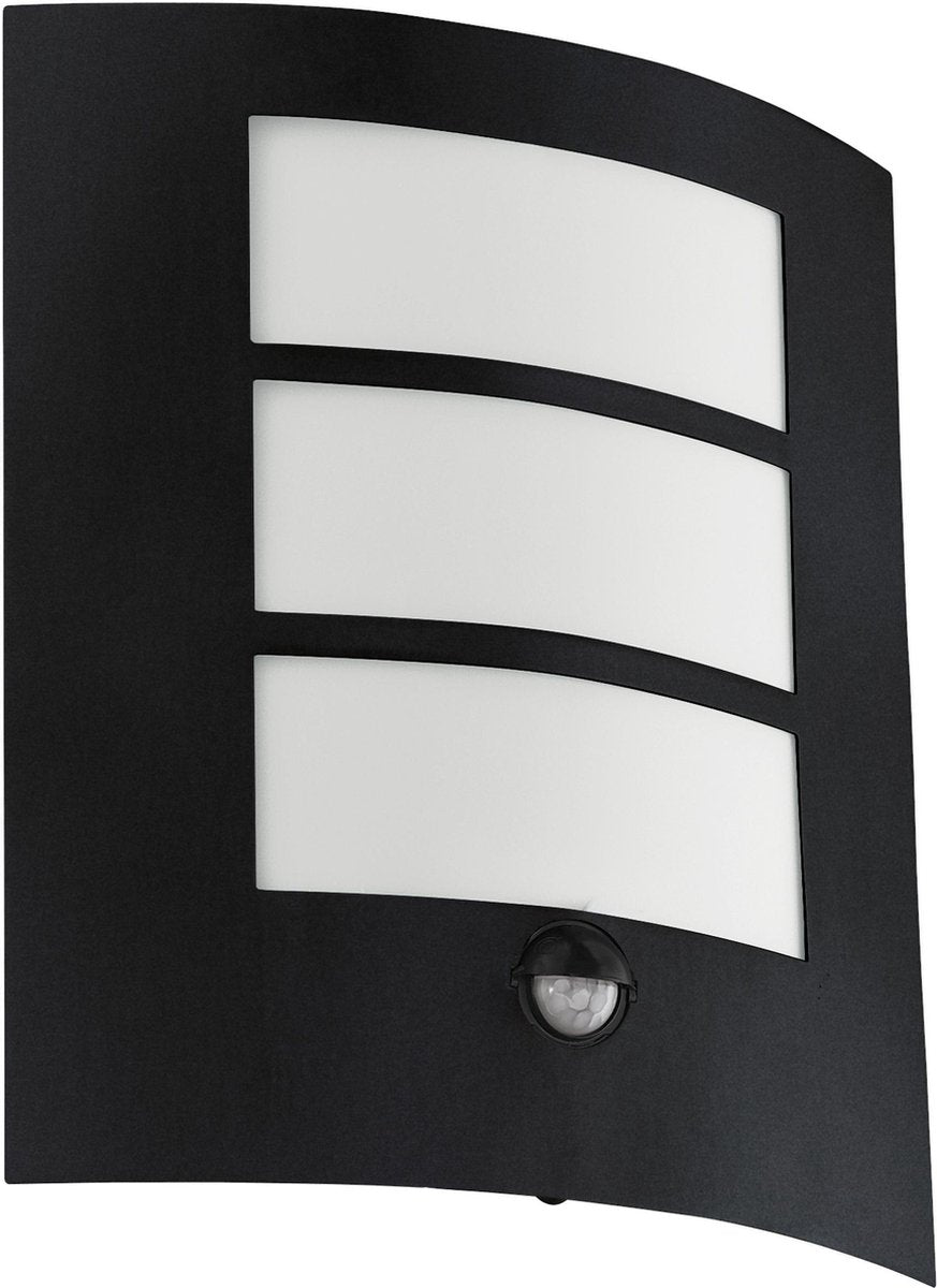 Applique d'extérieur Eglo city - détecteur de mouvement - e27 - 26 cm - noir et blanc