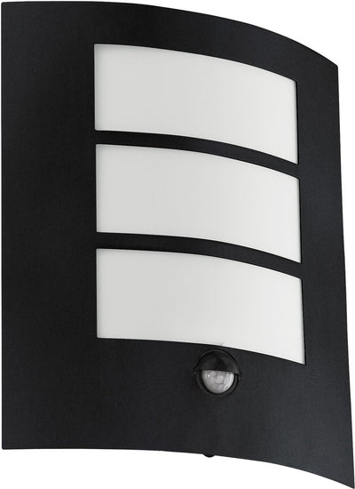 Applique d'extérieur Eglo city - détecteur de mouvement - e27 - 26 cm - noir et blanc