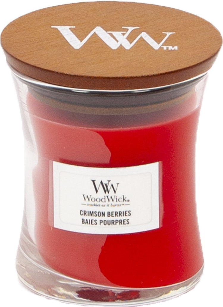Mini bougie bougie parfumée Woodwick - baies pourpres - 20 heures de combustion - 85gr - 8 cm ø 7 cm