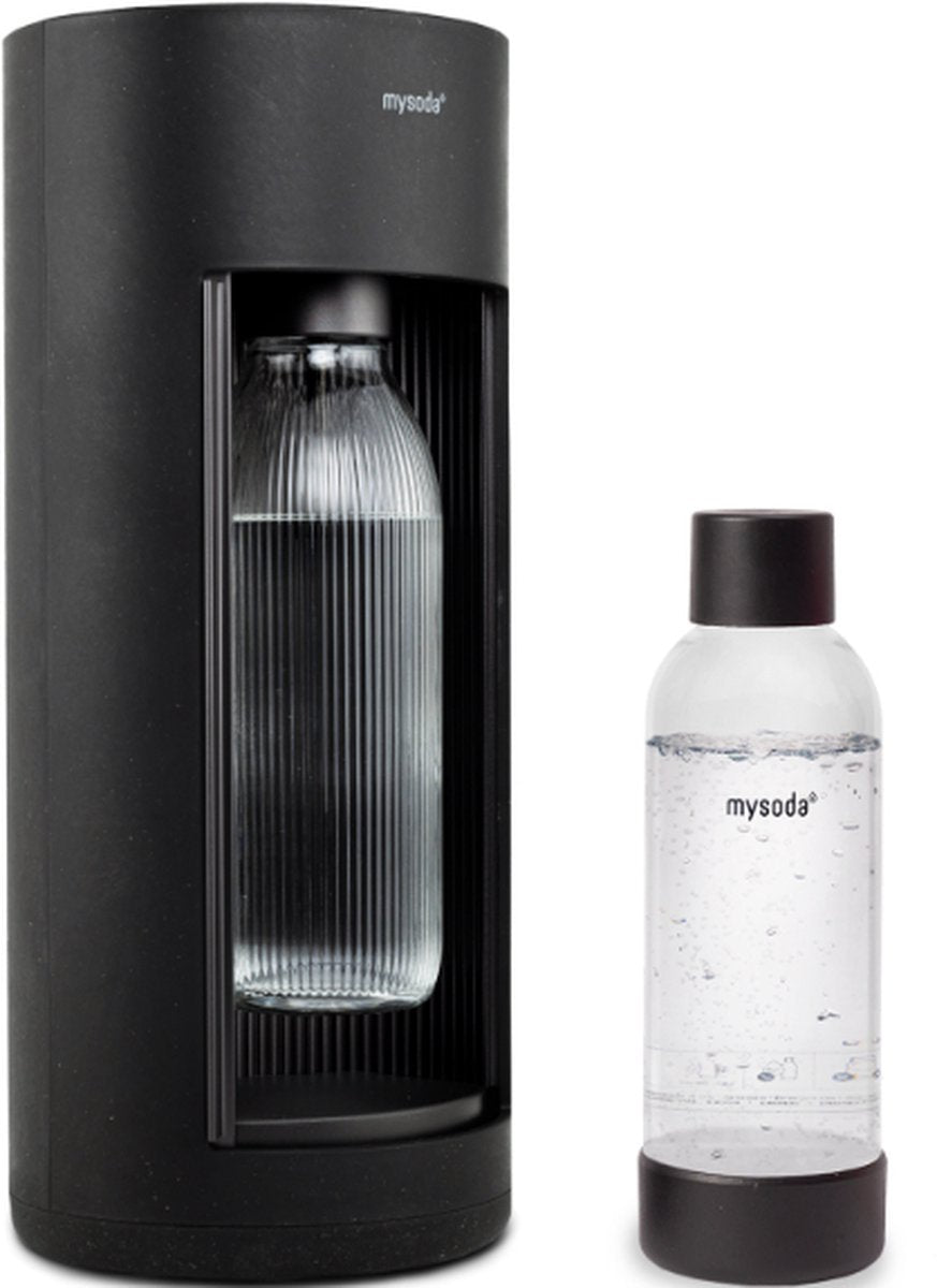 Mysoda glassy black - machine à eau gazeuse en aluminium biocomposite écologique - comprenant 2 bouteilles