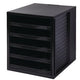 Commode han 1401-13 plastique a4 27,5x32x33 noir 5 tiroirs ouverts