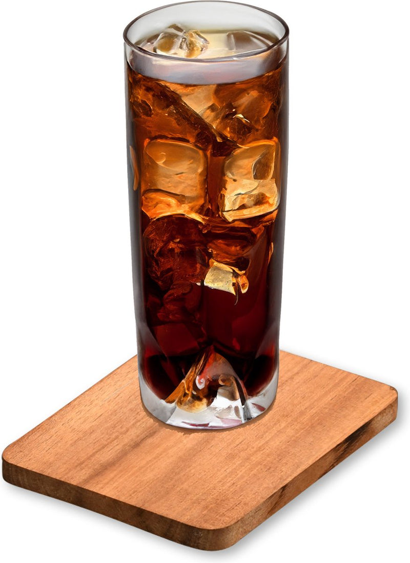 Sous-verres Kesper pour verres - 8x - bois d'acacia de luxe - d10 cm - marron - laqué - moderne et classique