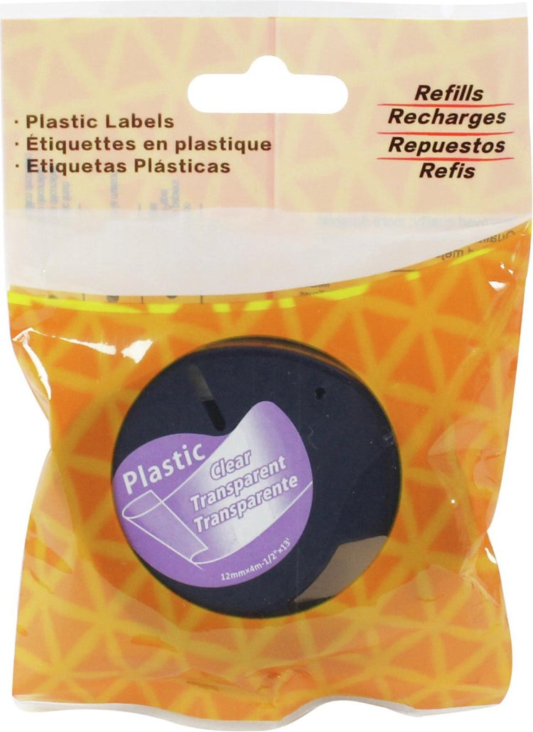 Dymo letratag sans marque sans marque - étiquettes en plastique - transparent sur noir - 12 mm x 4 m