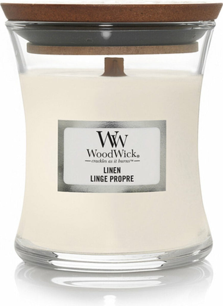 Bougie parfumée Woodwick mini bougie - lin - 20 heures de combustion - 85gr - 8 cm ø 7 cm