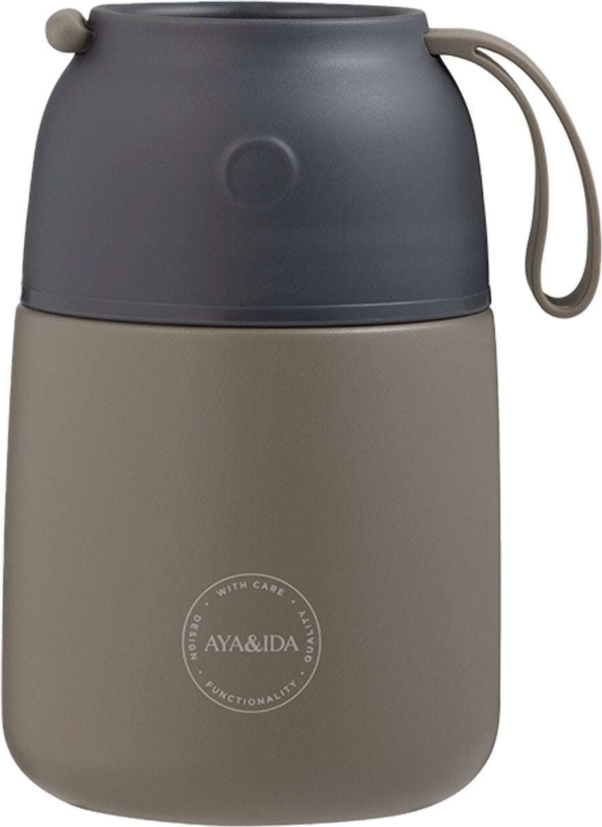 Aya ida aya ida - bouteille thermos - récipient alimentaire - acier inoxydable - garder au chaud - gourmand - 500ml - bois flotté