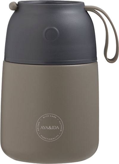 Aya ida aya ida - bouteille thermos - récipient alimentaire - acier inoxydable - garder au chaud - gourmand - 500ml - bois flotté