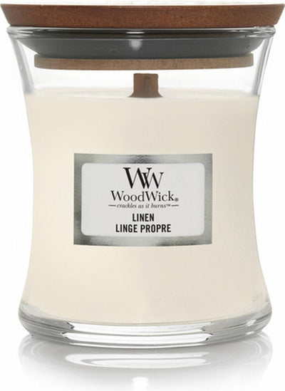 Bougie parfumée Woodwick mini bougie - lin - 20 heures de combustion - 85gr - 8 cm ø 7 cm