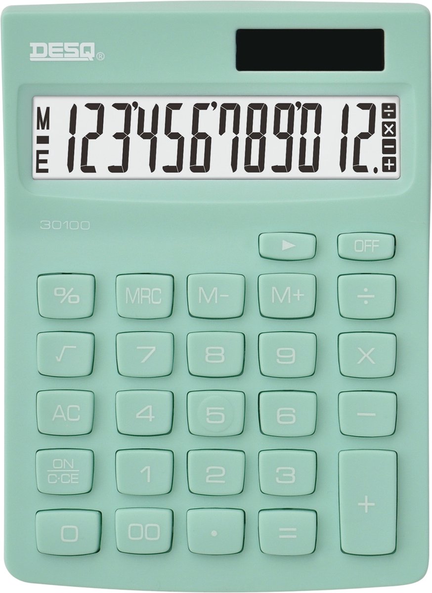 Desq® | calculatrice de bureau | 12 chiffres| compacte | vert menthe | nouvelle génération
