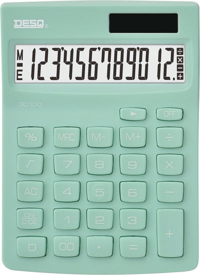 Desq® | calculatrice de bureau | 12 chiffres| compacte | vert menthe | nouvelle génération