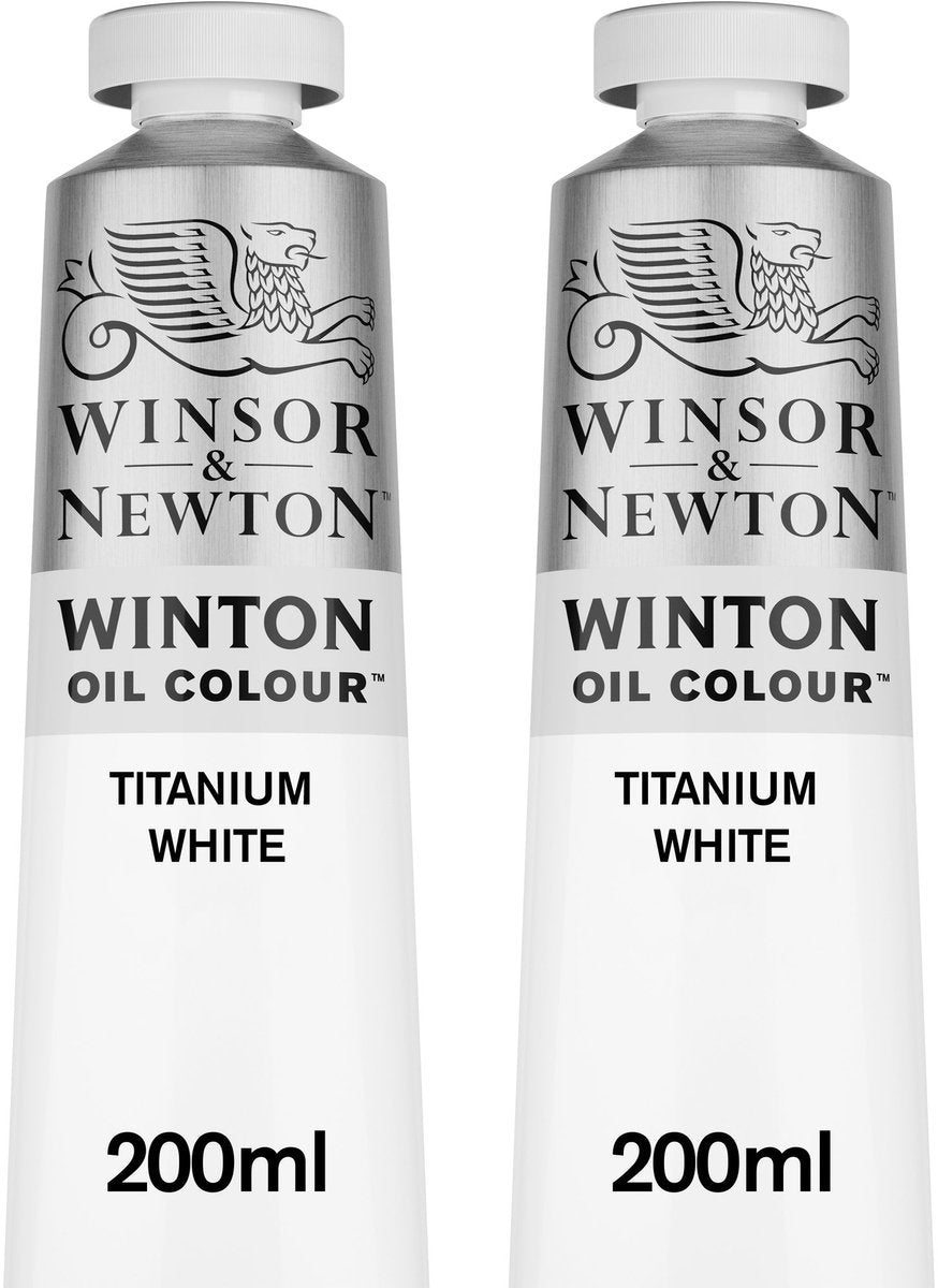 Winsor Newton Winton 1490699 set de peinture à l'huile – blanc de titane – 2x 200 ml – peinture d'artiste à haut pouvoir couvrant – pour atelier de peinture