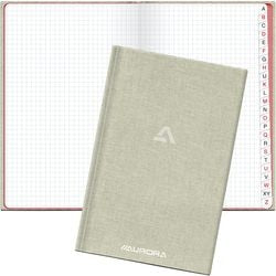 Carnet relié classe bu-ro lin 14x22cm carreaux 5x5mm index a-z