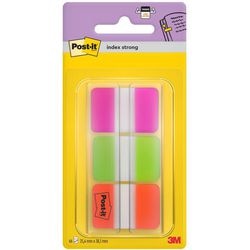 Index strong 686-pgo post-it réadhésif épais 25x38mm néon assorti 66 feuilles