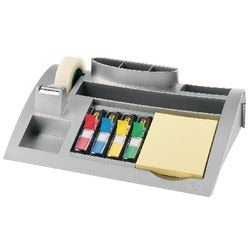 Organisateur de bureau c50 post-it 337x240x95mm gris argenté + notes, index, ruban magique